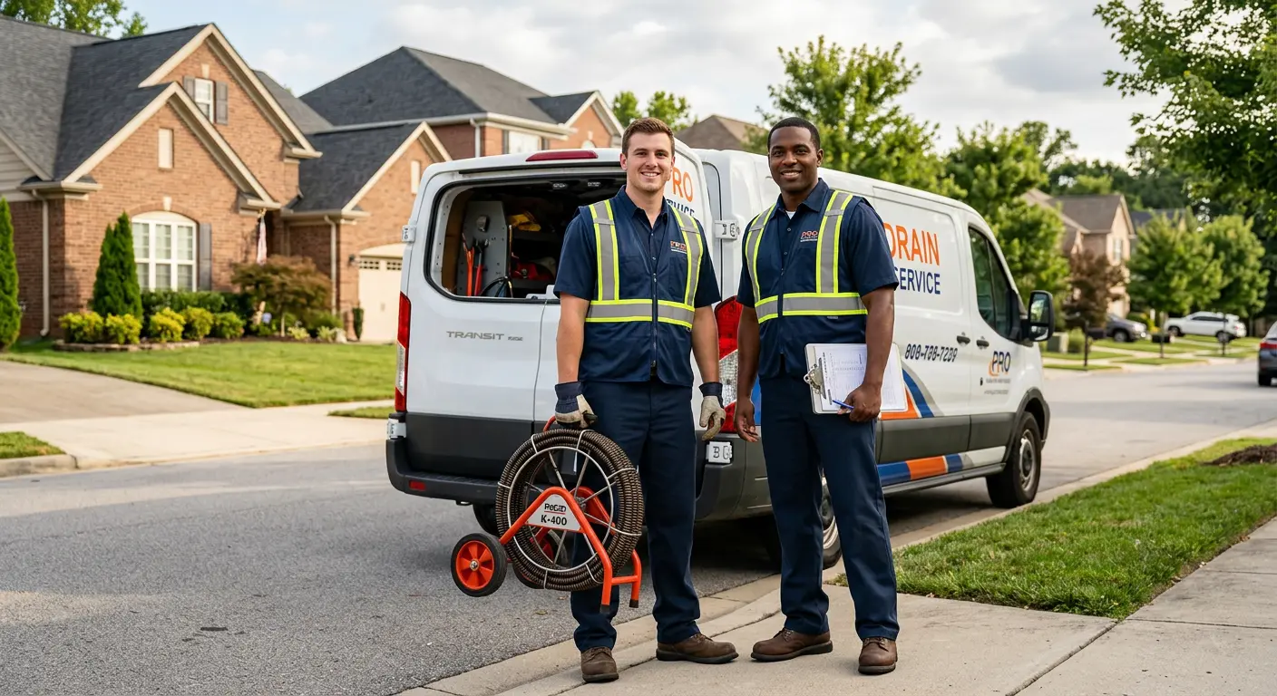 Sewer and drain service team with equipment ready for work in Sultan